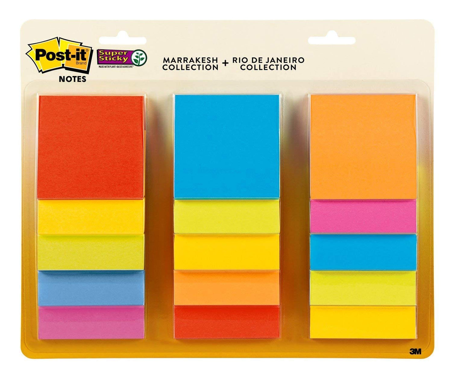 Post-it Super Sticky Notes, 2x Sticking Power, 3 in x 3 in, Assorted Colors, 15 Pads/Pack, 45 Sheets/Pad (654-15SSMULTI)